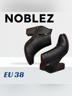 🇨🇦👍GUC NOBLEZ | EU 38 | Casual chic Black Block heels ankle boots side zip❗️read